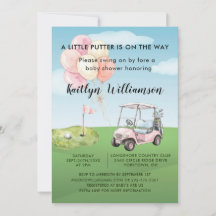Invitación de ducha de bebé niña Golf Pink Putter