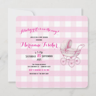 Invitación de ducha de bebé niña Retro