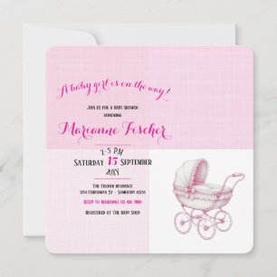 Invitación de ducha de bebé niña Retro