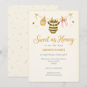 Invitación de ducha de bebé niña Sweet as Honey Cl