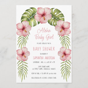 Invitación de Ducha de Bebé Niña Tropical Floral A