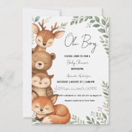 Invitación de ducha de bebé niño con animales de s