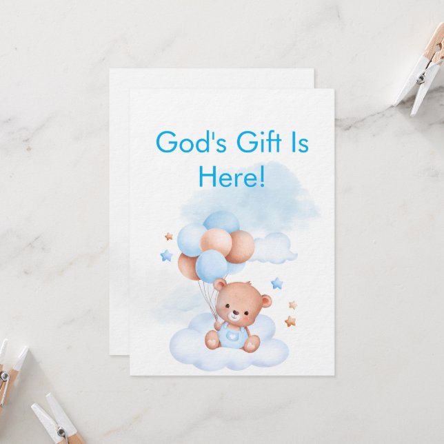 Invitación de ducha de bebé niño con versículo de  (Anverso/Reverso In Situ)
