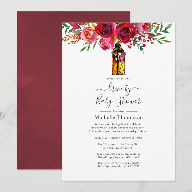 Invitación de ducha de bebé o boda de aguada con f (Anverso / Reverso)