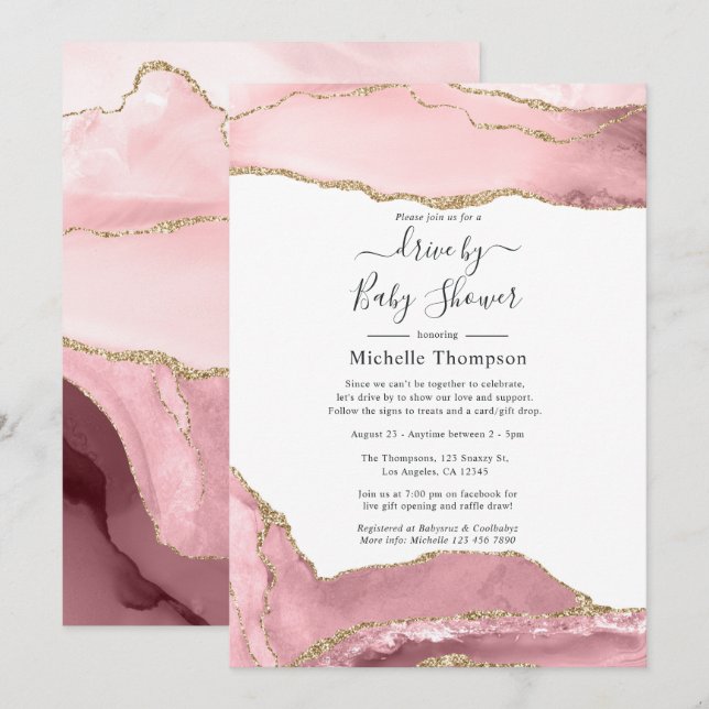 Invitación de ducha de bebé o boda Lluvia de Agata (Anverso / Reverso)