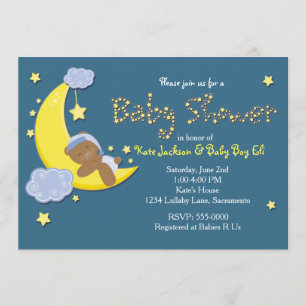 Invitación de DUCHA DE BEBÉ Osito en la Luna Estre