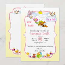 Invitación de ducha de bebé para niña con abeja