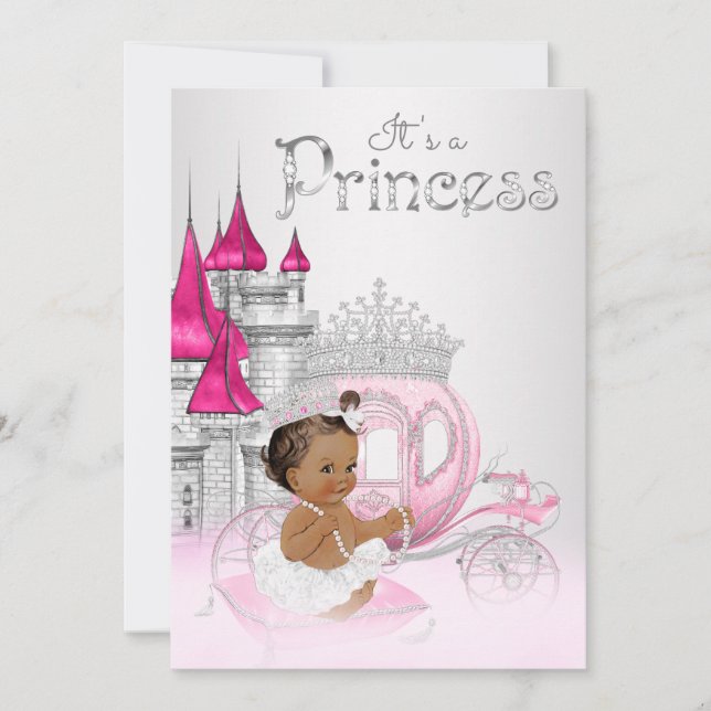 Invitación de ducha de bebé para princesa afroamer (Anverso)