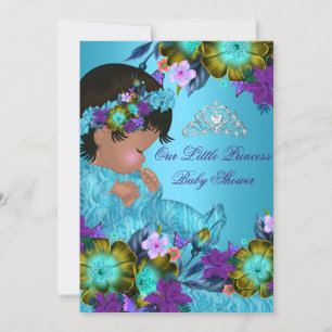 Invitación de Ducha de Bebé Princesa Azul Turquesa