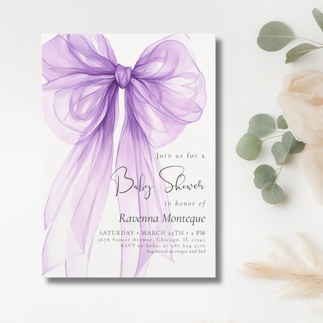 Invitación de ducha de bebé suave lila Preppy Coqu (Subido por el creador)