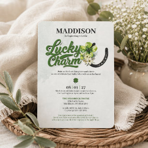 Invitación de ducha de bebé Suerte del trébol verd