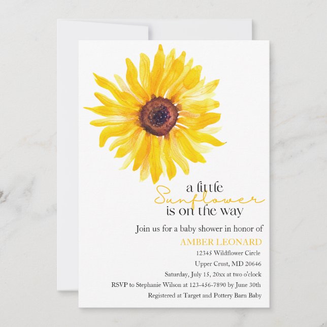 Invitación de ducha de bebé 'Un pequeño girasol es (Anverso)