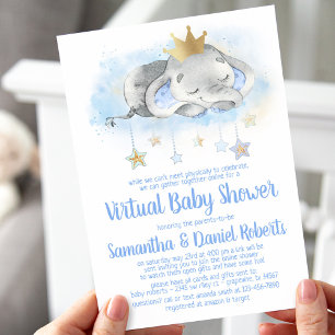 Invitación de ducha de bebé virtual del príncipe e