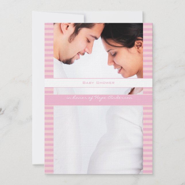 Invitación de ducha de bebé y foto de mamá (Anverso)