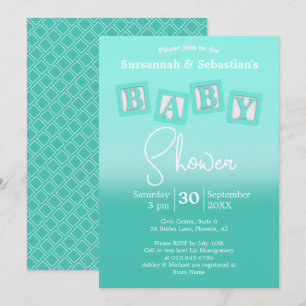 Invitación de ducha de bloques para bebé con grada