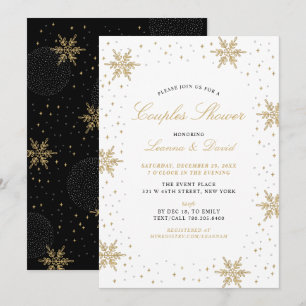 Invitación de Ducha de Boda de Invierno Dorado y N