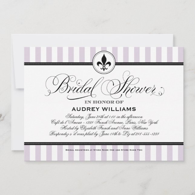 Invitación de ducha de boda Fleur de Lis con franj (Anverso)