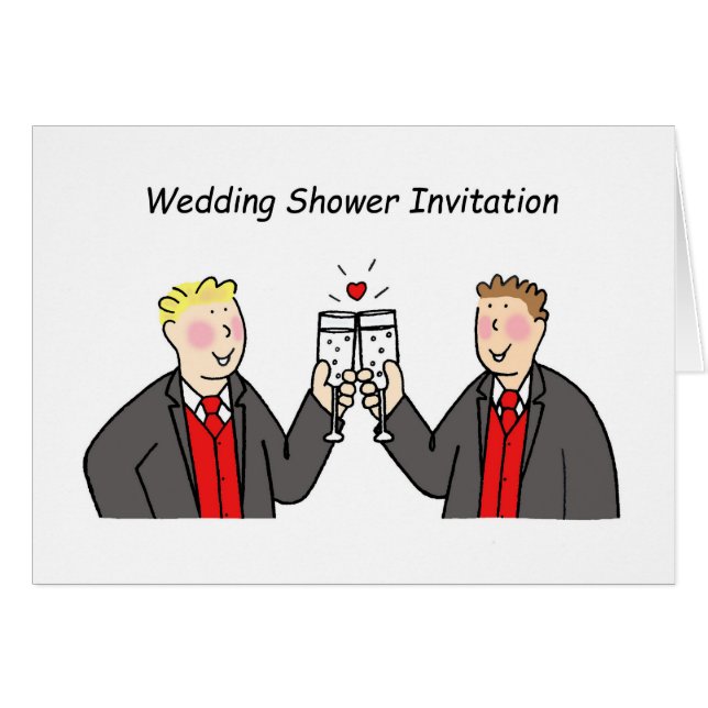 Invitación de ducha de boda para dos novios. (Anverso (Horizontal))