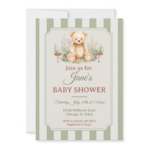 Invitación de ducha de bosque de osito de peluche 