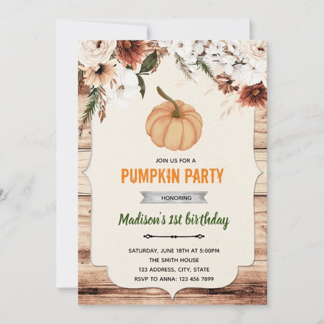 invitación de ducha de bosque otoñal de calabaza (Anverso)