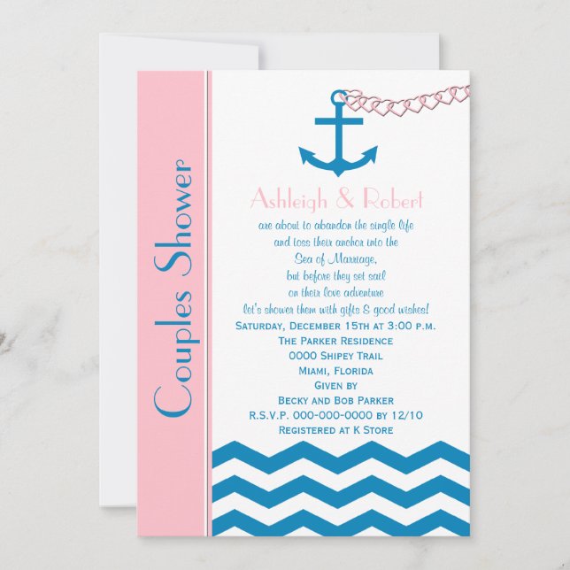 Invitación de ducha de casamiento de nubes náutica (Anverso)