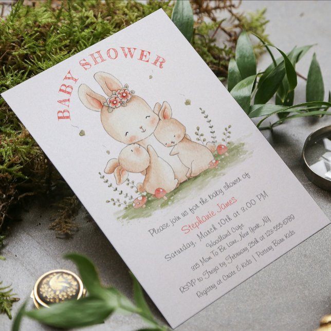 Invitación de ducha de conejito bebé y mamá a la a (Subido por el creador)