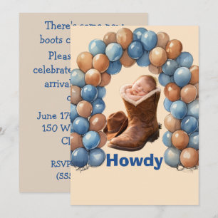 Invitación de ducha de descarga digital Baby Cowbo