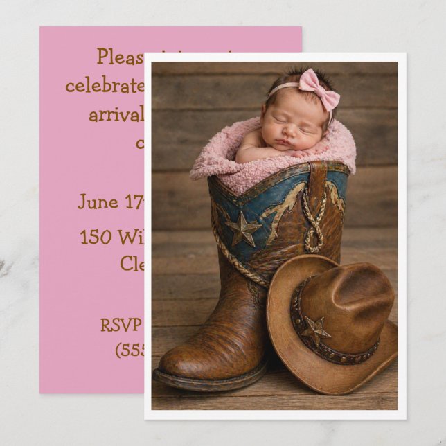 Invitación de ducha de descarga digital Baby Cowgi (Anverso / Reverso)