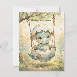 Invitación de ducha de descarga digital de dinosau