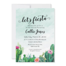 Invitación de ducha de fiesta de suculentas acuare