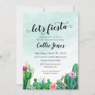 Invitación de ducha de fiesta de suculentas acuare