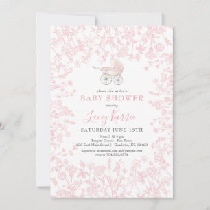 Invitación de ducha de flores chinas chinas rosada