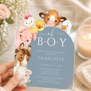Invitación de ducha de granja de animales Oh Boy