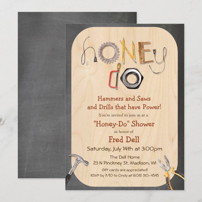 Invitación de ducha de Honey Do Couples (Anverso / Reverso)