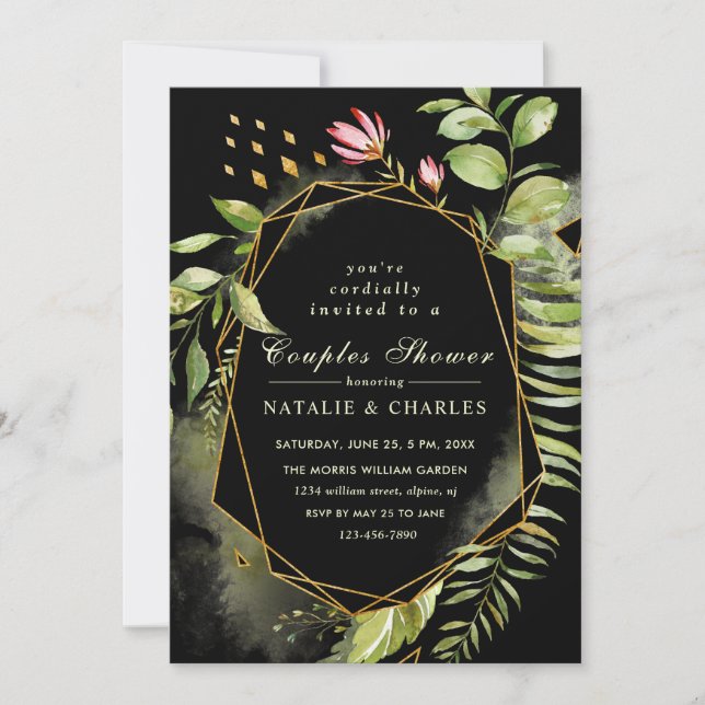 Invitación de ducha de las parejas de guirnaldas f (Anverso)