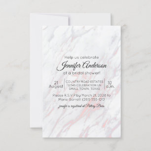 Invitación de ducha de mármol rosa y gris moderno