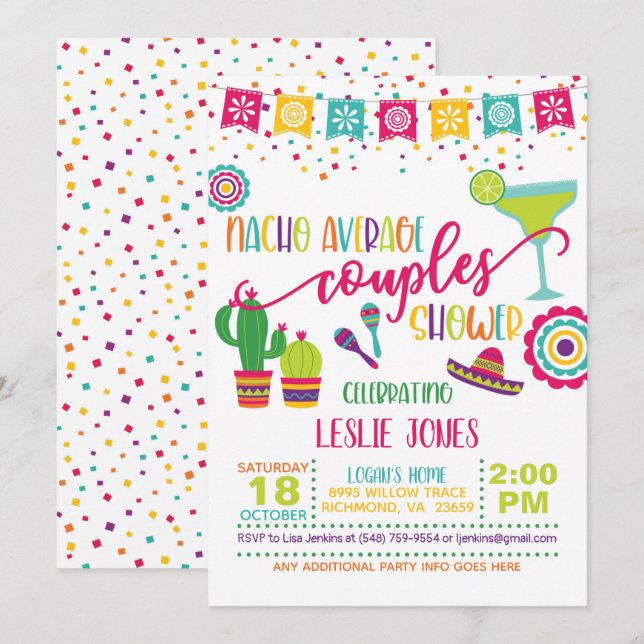 Invitación de ducha de Nacho Promedio de Parejas - (Anverso / Reverso)