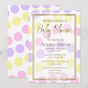 Invitación de ducha de niña Pastel Rosa Amarillo P