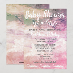 INVITACIÓN DE DUCHA DE NIÑAS DE BEBÉ DE PINK SKY C