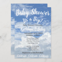 INVITACIÓN DE DUCHA DE NIÑO DE BEBÉ AZUL SKY CLOUD