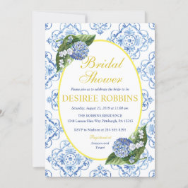 Invitación de ducha de novia azul Hydrangea Blue T