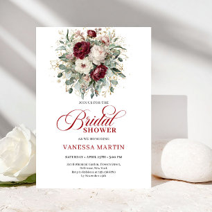 Invitación de Ducha de Novia Burgundy Moderna con 