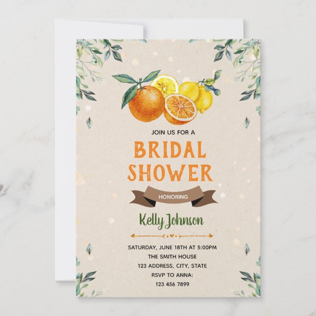 invitación de ducha de novia cítrica (Anverso)