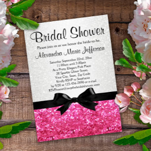 Invitación de ducha de novia con aspecto de brillo