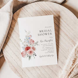 Invitación de ducha de novia con flores azules de