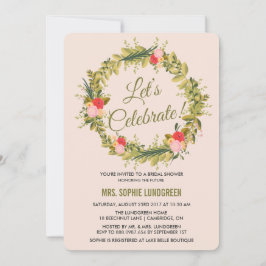 Invitación de ducha de novia con flores de gema de