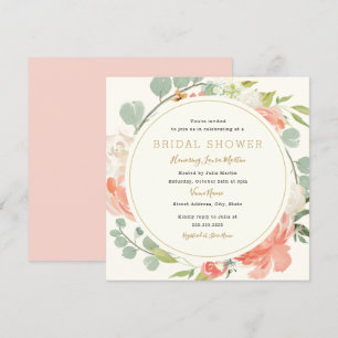 Invitación de ducha de novia con flores de guisant