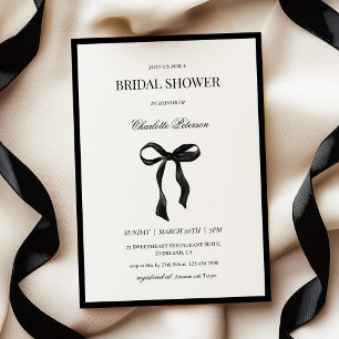 Invitación de ducha de novia con lazo negro minima
