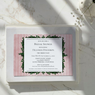 Invitación de ducha de novia con rayas rosadas de