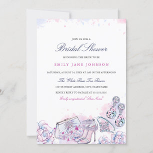 invitación de ducha de novia de cristal elegante r